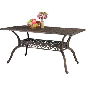 imageVINGLI 354 Dia Patio Dining Table with Umbrella Hole Cast Aluminum Bistro Table for Outdoor Garden Use 354 Dia x 295 H59 Inch