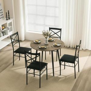 imageVINGLI 354quot Small Round Dining Table Set for 4Modern Kitchen Dining Table with Upholstered Chairs for Home Dining Room