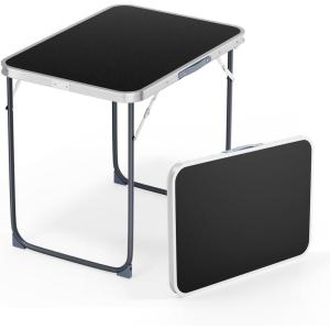 imageVINGLI 3FT Small Camping Table Adjustable Height Aluminum Folding Table for Picnic Party BBQ Plastic RV Suitcase Table Portable Lightweight Fold Up Utility Outdoor Tables with Carrying Handle Black