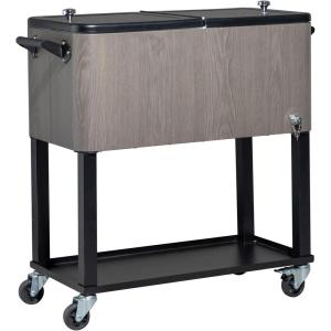 imageVINGLI 80 Quart Rolling Ice Chest on Wheels Patio Cooler Cart Beverage Rolling Cooler for Outdoor Patio Deck PartyGrey