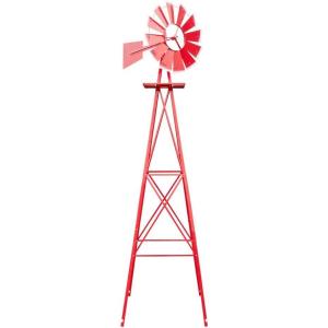 imageVINGLI 8FT Ornamental Windmill Backyard Garden Decoration Weather Vane Heavy Duty Metal Wind Mill w 4 Legs Design Grey 8 Feet 216 Inches 800 Feet 2598 Inches 2598 InchesRed