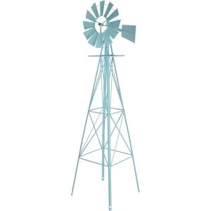 imageVINGLI 8FT Ornamental Windmill Backyard Garden Decoration Weather Vane Heavy Duty Metal Wind Mill w 4 Legs Design Grey 8 Feet 216 Inches 800 Feet 2598 Inches 2598 InchesLight Blue