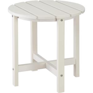 imageVINGLI Adirondack Side Table HPDE End Table Outdoor Indoor Table Weather Resistant Side Table for Living Room Bedroom Patio Garden DecorWhite