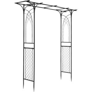 imageVINGLI Garden Arbor Arch for Wedding Ceremony Party Christmas Garden Decor Steel Garden Trellis for Plant Climbing Pergola for Garden Backyard Lawn Bridge TopFlat Top