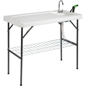 imageVINGLI Outdoor Folding Fish and Game Cleaning Table wSink Portable ampamp Durable Standard Garden Connection Upgraded Drainage Hose Stainless Steel Classic1 Sink Upgraded