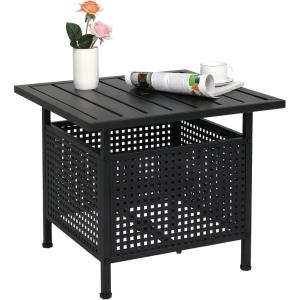imageVINGLI Outdoor Side Table with Umbrella Hole 157quot Umbrella Stand Table Metal Patio Side Table Coffee Table End Table for Garden Pool Deck
