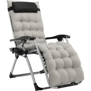 imageVINGLI Padded Zero Gravity Chair with Removable Cushion Outdoor Recliner Chair with Cup Holder Lawn Chair Padded Patio Lounger Chair