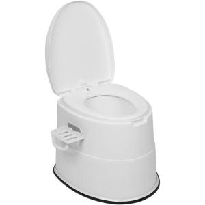 imageVINGLI Portable Toilet  Indoor Outdoor Commode wDetachable Inner Bucket ampamp Removable Paper Holder Lightweight ampamp Compact for Camping Boat Van Emergency Use GreyWhite