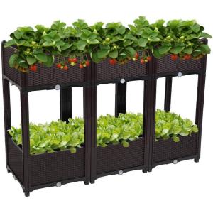 imageVINGLI Square Raised Garden Bed SelfWatering Plastic Planter for Indoor Outdoor Vegetables Fruits Potato Flowers All Weather 2 Pcs6 Pcs