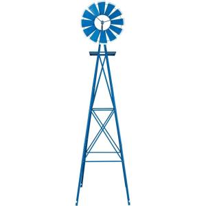 imageVINGLI Upgrade 8FT Ornamental Windmill Backyard Garden Decoration Weather Vane Heavy Duty Metal Wind Mill w 4 Legs Design Blue