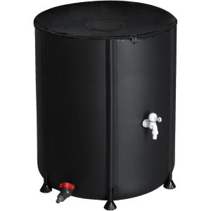imageVINGLI Upgraded 100 Gallon Collapsible Rain Barrel Portable Water Storage Collection System Weather Proof Sturdy Tank Catcher Container with Filter Spigot Overflow Kit BlackBlack