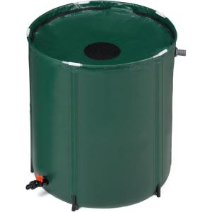 imageVINGLI Upgraded 100 Gallon Collapsible Rain Barrel Portable Water Storage Collection System Weather Proof Sturdy Tank Catcher Container with Filter Spigot Overflow Kit BlackGreen