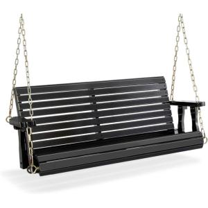 imageVINGLI Upgraded Patio Wooden Porch Swing for Courtyard ampamp Garden Heavy Duty 880 LBS Swing Chair Bench with Hanging Chains for Outdoors Black 4 FTBlack