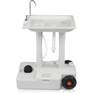 imageVINGLI Upgraded Portable Sink Rolling Hand Wash Basin Stand with Towel Holder ampamp Soap Dispenser ampamp Wheels Perfect for GardenCampingOutdoor EventsGatheringsWorksiteRVIndoorUpgraded