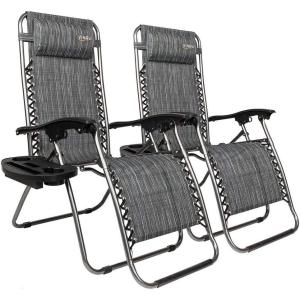 imageVINGLI Upgraded Zero Gravity Chair Set of 2 Lounge Outdoor Chairs with Trays and Pillows Folding Patio Recliner Chairs for Backyard Poolside GardenGrey