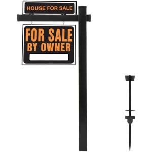 imageVINGLI Vinyl PVC Real Estate Sign Post 6 Tall Yard Post for Sale Open House and Home Black Two PackBlack