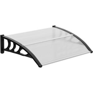 imageVINGLI Window Awning Door Canopy Exterior 40quot x 80quot Awnings for Doors Polycarbonate Cover Patio Door Awning Rain Snow Sunlight Protection Hollow Sheet Clear Board ampamp Black BracketClear Board  Black Bracket