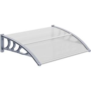 imageVINGLI Window Awning Door Canopy Exterior 40quot x 80quot Awnings for Doors Polycarbonate Cover Patio Door Awning Rain Snow Sunlight Protection Hollow Sheet Clear Board ampamp Black BracketClear Board  Grey Bracket