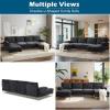 imageVINGLI 110quot Large Ushape Sectional Sofa Couch with 51quotD Double Chaise for Living Room Modern Sectional Couch Set with Soft 59quot Thickness Seating Padding Chenille Fabric Metal Gold LegsRich CyanBlack