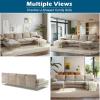imageVINGLI 110quot Large Ushape Sectional Sofa Couch with 51quotD Double Chaise for Living Room Modern Sectional Couch Set with Soft 59quot Thickness Seating Padding Chenille Fabric Metal Gold LegsRich CyanKhaki