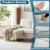imageVINGLI 110quot Large Ushape Sectional Sofa Couch with 51quotD Double Chaise for Living Room Modern Sectional Couch Set with Soft 59quot Thickness Seating Padding Chenille Fabric Metal Gold LegsRich CyanBeige