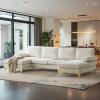 imageVINGLI 110quot Large Ushape Sectional Sofa Couch with 51quotD Double Chaise for Living Room Modern Sectional Couch Set with Soft 59quot Thickness Seating Padding Chenille Fabric Metal Gold LegsRich CyanBeige