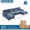 imageVINGLI 110quot Large Ushape Sectional Sofa Couch with 51quotD Double Chaise for Living Room Modern Sectional Couch Set with Soft 59quot Thickness Seating Padding Chenille Fabric Metal Gold LegsRich CyanBluishgrey