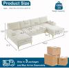 imageVINGLI 110quot Large Ushape Sectional Sofa Couch with 51quotD Double Chaise for Living Room Modern Sectional Couch Set with Soft 59quot Thickness Seating Padding Chenille Fabric Metal Gold LegsRich CyanBeige