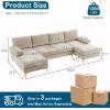 imageVINGLI 110quot Large Ushape Sectional Sofa Couch with 51quotD Double Chaise for Living Room Modern Sectional Couch Set with Soft 59quot Thickness Seating Padding Chenille Fabric Metal Gold LegsRich CyanKhaki