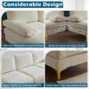 imageVINGLI 110quot Large Ushape Sectional Sofa Couch with 51quotD Double Chaise for Living Room Modern Sectional Couch Set with Soft 59quot Thickness Seating Padding Chenille Fabric Metal Gold LegsRich CyanBeige