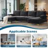 imageVINGLI 110quot Large Ushape Sectional Sofa Couch with 51quotD Double Chaise for Living Room Modern Sectional Couch Set with Soft 59quot Thickness Seating Padding Chenille Fabric Metal Gold LegsRich CyanBlack