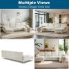 imageVINGLI 110quot Large Ushape Sectional Sofa Couch with 51quotD Double Chaise for Living Room Modern Sectional Couch Set with Soft 59quot Thickness Seating Padding Chenille Fabric Metal Gold LegsRich CyanBeige
