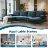 imageVINGLI 110quot Large Ushape Sectional Sofa Couch with 51quotD Double Chaise for Living Room Modern Sectional Couch Set with Soft 59quot Thickness Seating Padding Chenille Fabric Metal Gold LegsRich CyanCyan