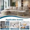 imageVINGLI 110quot Large Ushape Sectional Sofa Couch with 51quotD Double Chaise for Living Room Modern Sectional Couch Set with Soft 59quot Thickness Seating Padding Chenille Fabric Metal Gold LegsRich CyanKhaki