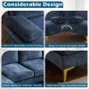 imageVINGLI 110quot Large Ushape Sectional Sofa Couch with 51quotD Double Chaise for Living Room Modern Sectional Couch Set with Soft 59quot Thickness Seating Padding Chenille Fabric Metal Gold LegsRich CyanBluishgrey