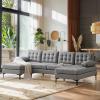 imageVINGLI 110quot Modern U Shaped Sectional Sofa Couch with 51quotD Double Chaise for Living Room Large Tufted Button Couch Sets with 59quot Thickness Seating Padding for Small Spaces Light GreyTufted ButtonDimandlight Grey