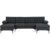 imageVINGLI 110quot Modern U Shaped Sectional Sofa Couch with 51quotD Double Chaise for Living Room Large Tufted Button Couch Sets with 59quot Thickness Seating Padding for Small Spaces Light GreyTufted ButtonDimanddark Grey