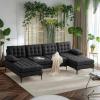 imageVINGLI 110quot Modern U Shaped Sectional Sofa Couch with 51quotD Double Chaise for Living Room Large Tufted Button Couch Sets with 59quot Thickness Seating Padding for Small Spaces Light GreyTufted ButtonDimandblack