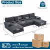 imageVINGLI 110quot Modern U Shaped Sectional Sofa Couch with 51quotD Double Chaise for Living Room Large Tufted Button Couch Sets with 59quot Thickness Seating Padding for Small Spaces Light GreyTufted ButtonFlatdark Grey