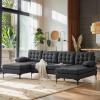 imageVINGLI 110quot Modern U Shaped Sectional Sofa Couch with 51quotD Double Chaise for Living Room Large Tufted Button Couch Sets with 59quot Thickness Seating Padding for Small Spaces Light GreyTufted ButtonDimanddark Grey