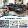 imageVINGLI 110quot Modern U Shaped Sectional Sofa Couch with 51quotD Double Chaise for Living Room Large Tufted Button Couch Sets with 59quot Thickness Seating Padding for Small Spaces Light GreyTufted ButtonFlatdark Grey