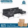 imageVINGLI 110quot Modern U Shaped Sectional Sofa Couch with 51quotD Double Chaise for Living Room Large Tufted Button Couch Sets with 59quot Thickness Seating Padding for Small Spaces Light GreyTufted ButtonDimanddark Grey