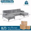 imageVINGLI 110quot Modern U Shaped Sectional Sofa Couch with 51quotD Double Chaise for Living Room Large Tufted Button Couch Sets with 59quot Thickness Seating Padding for Small Spaces Light GreyTufted ButtonDimandlight Grey