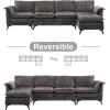 imageVINGLI 110quot Modern U Shaped Sectional Sofa Couch with 51quotD Double Chaise for Living Room Large Tufted Button Couch Sets with 59quot Thickness Seating Padding for Small Spaces Light GreyTufted ButtonDimanddark Grey