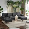 imageVINGLI 110quot Modern U Shaped Sectional Sofa Couch with 51quotD Double Chaise for Living Room Large Tufted Button Couch Sets with 59quot Thickness Seating Padding for Small Spaces Light GreyTufted ButtonDimanddark Grey