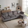 imageVINGLI 110quot Modern U Shaped Sectional Sofa Couch with 51quotD Double Chaise for Living Room Large Tufted Button Couch Sets with 59quot Thickness Seating Padding for Small Spaces Light GreyTufted ButtonDimanddark Grey