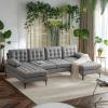 imageVINGLI 110quot Modern U Shaped Sectional Sofa Couch with 51quotD Double Chaise for Living Room Large Tufted Button Couch Sets with 59quot Thickness Seating Padding for Small Spaces Light GreyTufted ButtonDimandlight Grey