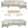 imageVINGLI 110quot Modern U Shaped Sectional Sofa Couch with 51quotD Double Chaise for Living Room Large Tufted Button Couch Sets with 59quot Thickness Seating Padding for Small Spaces Light GreyTufted ButtonDimandbeige