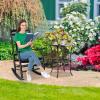imageVINGLI 2 PCS Wood Rocking Chair Outdoor with 450 lbs Support Patio Rocking Chair Set of 2 Solid Wood High Back Seat Reclining Seat for Deck Garden Backyard Porch Indoor or Outdoor Use WhiteBlack