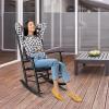 imageVINGLI 2 PCS Wood Rocking Chair Outdoor with 450 lbs Support Patio Rocking Chair Set of 2 Solid Wood High Back Seat Reclining Seat for Deck Garden Backyard Porch Indoor or Outdoor Use WhiteBlack